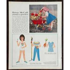Vintage 1962 Betsy McCall Doll Plants a Garden Advertisement Print Ad